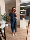 Lacivert Beli Kemerli Denim Takım