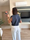 Lacivert Büyük Gold Düğmeli Crop Yelek