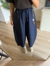Lacivert Charm Detaylı Şalvar Pantolon