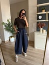 Lacivert Charm Detaylı Şalvar Pantolon