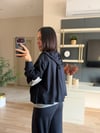 Lacivert Çift Görünümlü Kırmızı Şerit Detay Takım