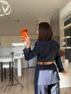 Lacivert Çift Kemerli Blazer Takım