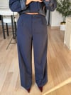 Lacivert Çift Kemerli Blazer Takım
