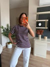 Lacivert Çizgili Yuvarlak Yaka Tişört 