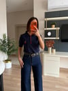 Lacivert Kirazlı Polo Yaka Triko