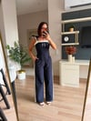 Lacivert Paraşüt Kumaş Korse Pantolon Takım