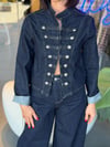 Lacivert Süslü Düğmeli Denim Ceket