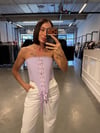 Lila Pembe Çizgili Korse 