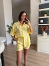 Limon Sarı Taşlı Şort Gömlek Takım