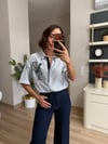 Marka Model Boncuk İşlemeli Kısa Kollu Gömlek
