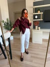 Marka Model Bordo Yanı Büzgülü Taşlı Gömlek