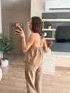 Marka Model Camel Aksesuarlı Yelek Pantolon Takım