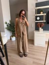 Marka Model Camel Aksesuarlı Yelek Pantolon Takım