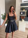 Marka Model Denim Kemer Detaylı Kloş Elbise