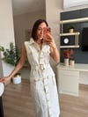 Marka Model Ekru Gold Düğmeli Denim Elbise