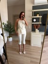 Marka Model Ekru Kapri Tayt Boyundan Bluz Takım