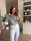 Marka Model Gri Çizgili Gömlek Detaylı Triko