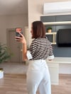 Marka Model Kahve Çizgili Gömlek Detaylı Triko