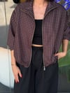 Marka Model Kahve Üzerine Kareli Bomber Ceket