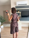 Marka Model Kahverengi Boncuklu Payetli Keten Gömlekli Takım