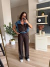 Marka Model Kahverengi Denim Detaylı Modal Takım 