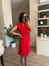 Marka Model Kırmızı Kolsuz Ceket Elbise