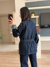 Marka Model Koyu Lacivert Dik Yakalı Denim Ceket Pantolon Takım