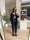 Marka Model Koyu Lacivert Dik Yakalı Denim Ceket Pantolon Takım