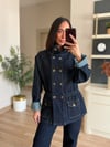 Marka Model Koyu Lacivert Dik Yakalı Denim Ceket Pantolon Takım