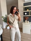 Marka Model Krem Gömlek Detaylı Yelek Pantolon Takım