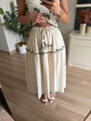 Marka Model Krem Keten İşlemeli Crop Etek Takım