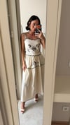 Marka Model Krem Keten İşlemeli Crop Etek Takım