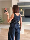 Marka Model Lacivert Beli Büzgülü Bluz Pantolon Takım