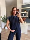 Marka Model Lacivert Denim Detaylı Takım
