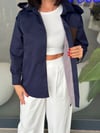Marka Model Lacivert Deri Cep Detaylı Trench