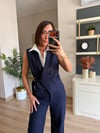 Marka Model Lacivert Gömlek Detaylı Yelek Pantolon Takım