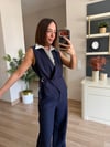 Marka Model Lacivert Gömlek Detaylı Yelek Pantolon Takım
