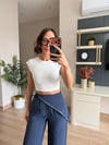 Marka Model Lacivert Şal Detaylı Tensel Pantolon