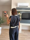 Marka Model Lacivert Yakası Örgü Detaylı Takım