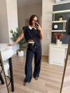 Marka Model Lacivert Yakası Örgü Detaylı Takım