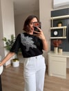 Marka Model Siyah Dantel İşlemeli Tshirt