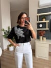 Marka Model Siyah Dantel İşlemeli Tshirt