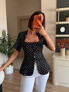 Marka Model Siyah Puantiyeli Bluz