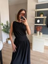 Marka Model Siyah Yan Kuşaklı Elbise