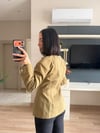 Marka Model Yağ Yeşili Deri Detay Belden Oturtmalı Blazer Ceket