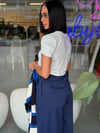Mavi Beli Lastikli Barrel Kesim Pantolon