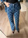 Mavi Denim Baklava Desenli Takım