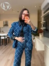 Mavi Denim Baklava Desenli Takım