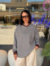 Mavi Kahverengi Çizgilli Sweatshirt