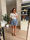 Mavi Kemer Detaylı Fırfırlı Etek